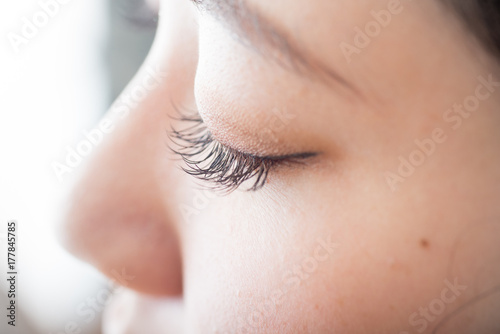 close up of asian female eye