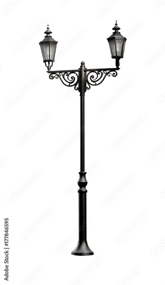 lamppost for two lamps isolated