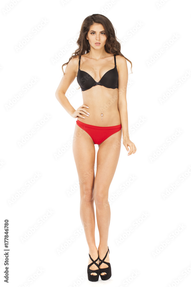 Full length portrait of young woman wearing sexy underwear Full length portrait of young woman wearing sexy underwear
