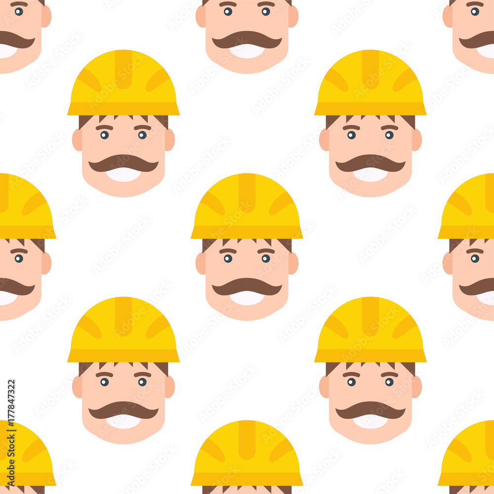 Yellow plastic helmet or construction safety hard hat engineer head safe equipment seamless pattern vector illustration. Yellow plastic helmet or construction safety hard hat engineer head safe equipment seamless pattern vector illustration.