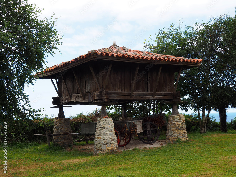 View of a horreo, typical rural construction in Asturias - Spain