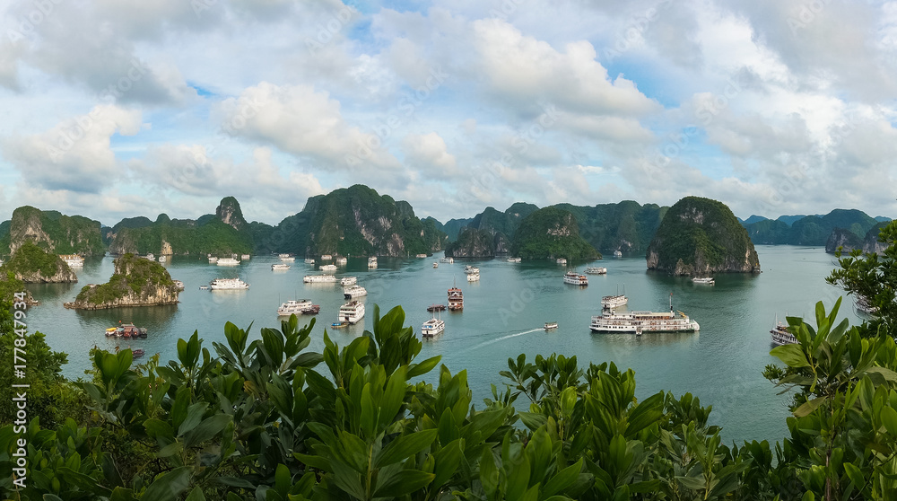 View from above on popular tourist destination Halong Bay