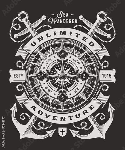 Vintage Unlimited Adventure Typography On Black Background