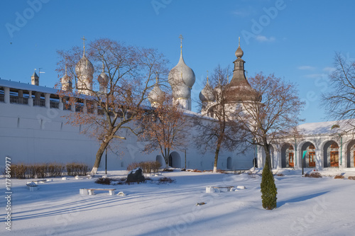 Rostov the Great on a winter day. Square under the walls of the Kremlin