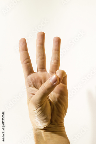 the symbol of three on the fingers