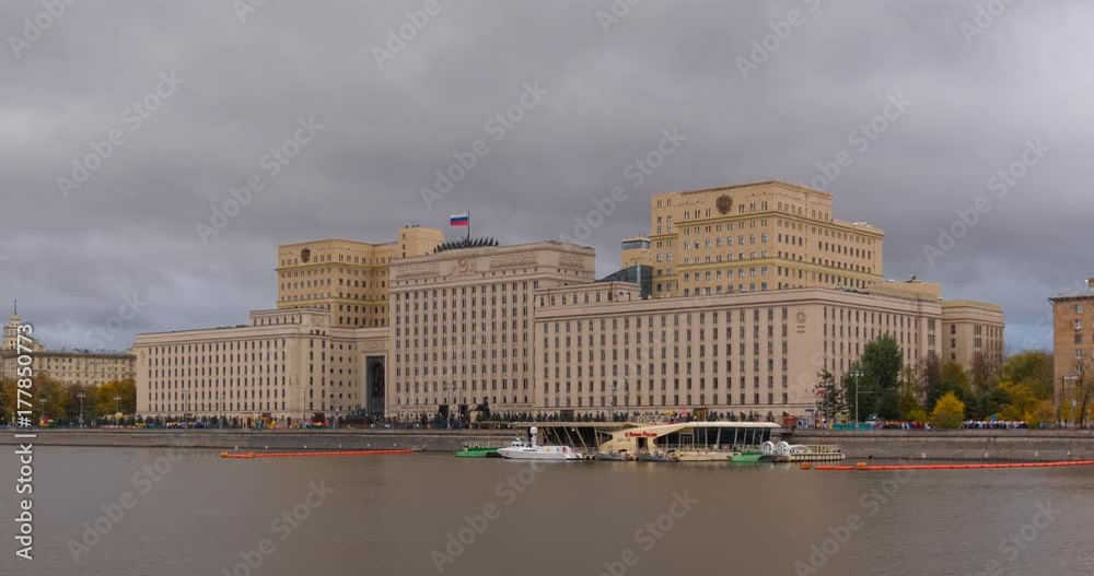 Moscow Main building of the Ministry of Defense of the Russian Federation Timelapse. Moscow Main building of the Ministry of Defense of the Russian Federation Timelapse.