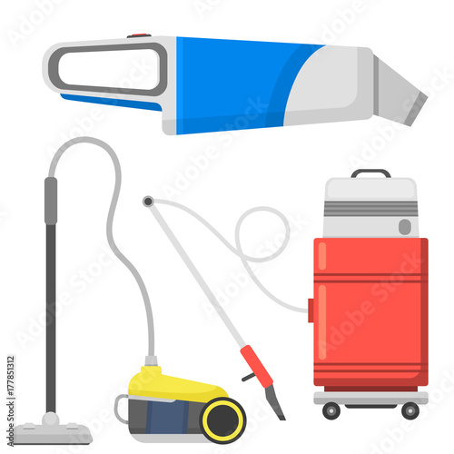 Professional cleaning equipment isolated vector home cleanup vacuum housekeeping service cleaning equipment housework tools.