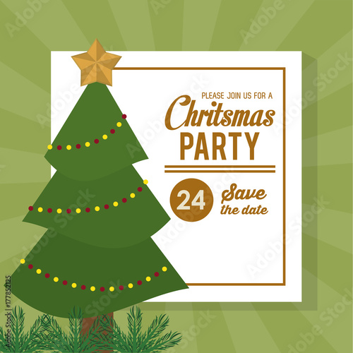 Christmas part invitation card icon vector illustration graphic design
