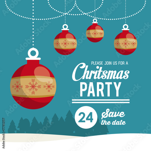 Christmas part invitation card icon vector illustration graphic design