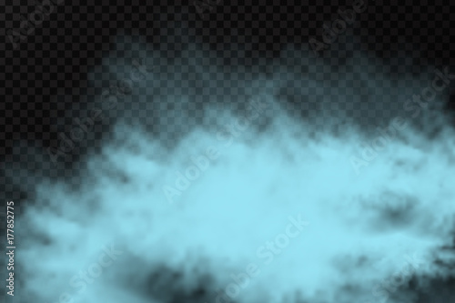 Vector realistic isolated blue smoke powder for decoration and covering on the transparent background.