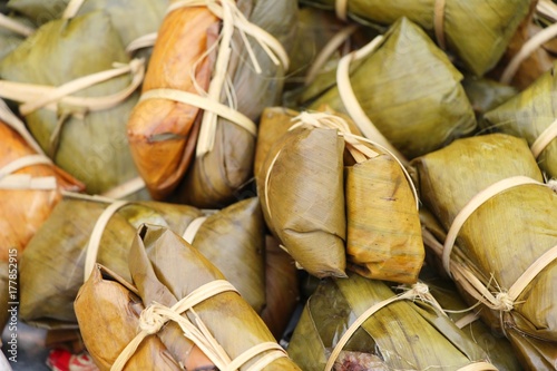 Sticky rice with coconut delicious ,Thai dessert