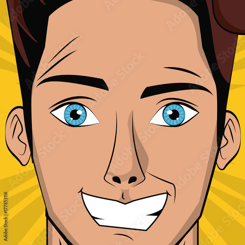 Young man pop art cartoon icon vector illustration graphic design