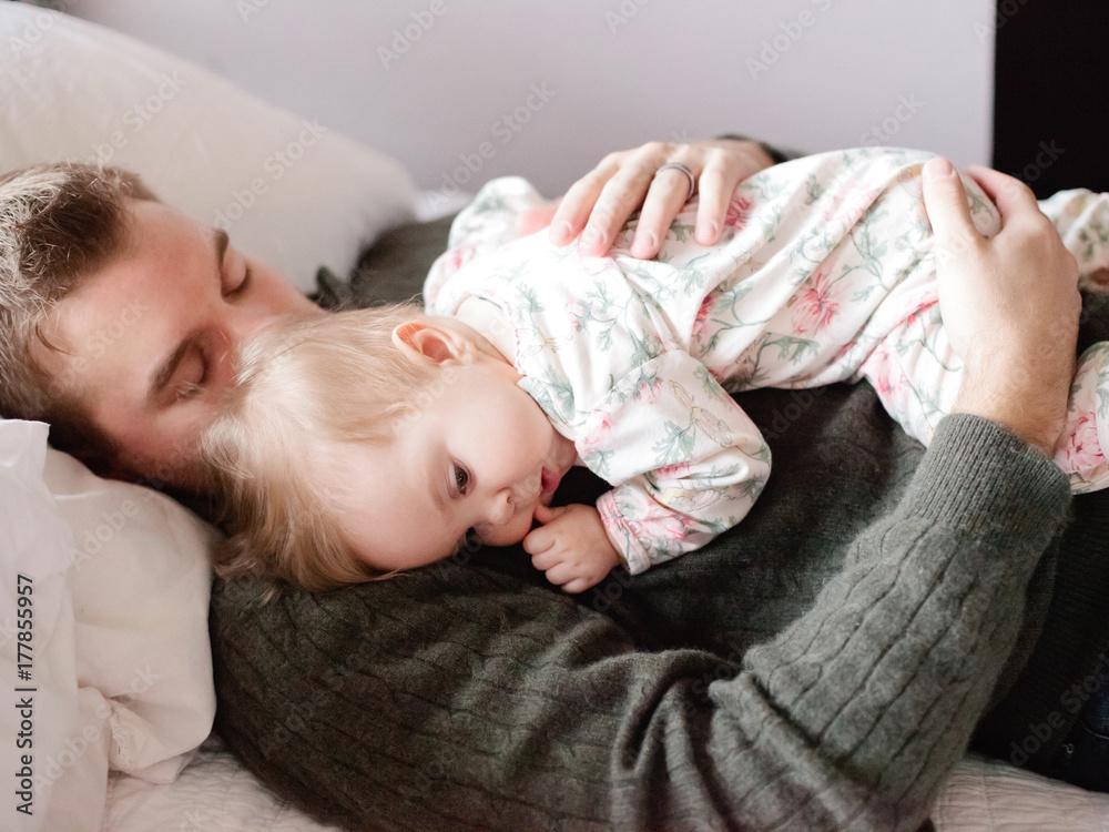 Baby And Daddy Sleeping
