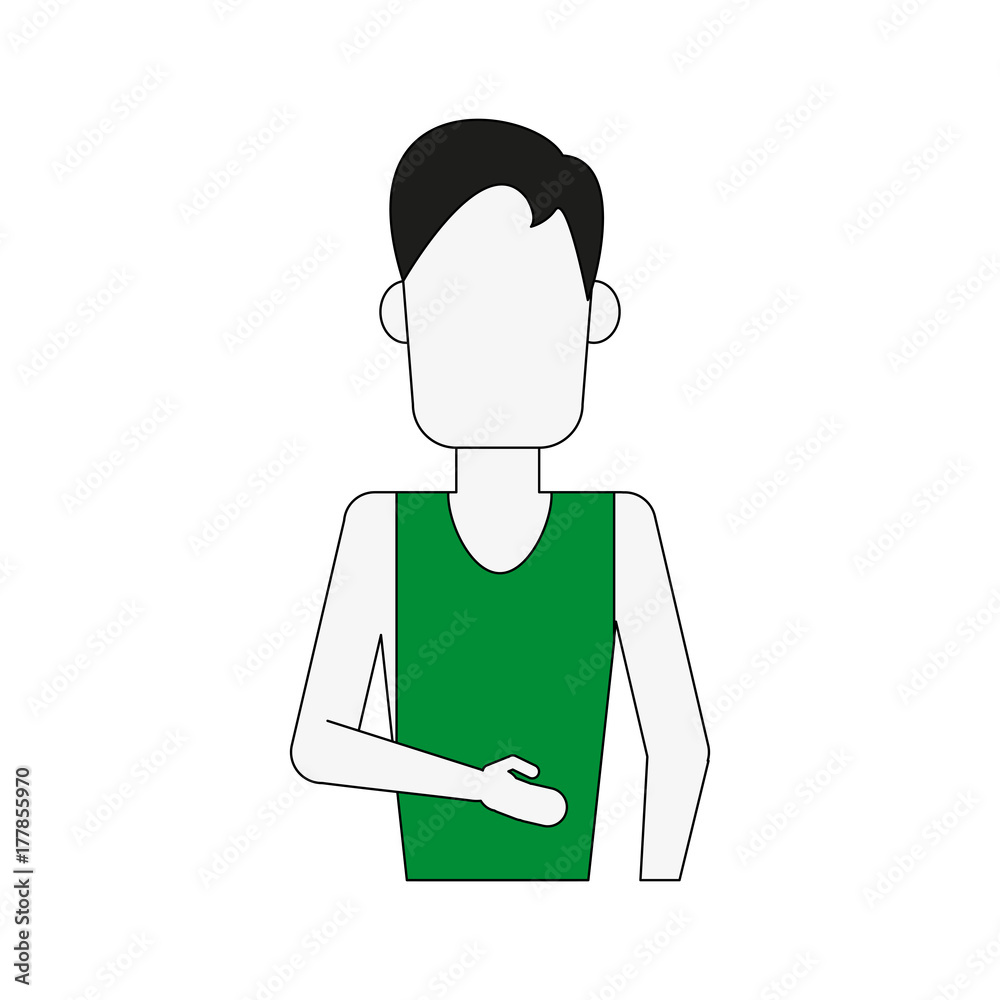 man wearing tank top and cargo shorts avatar full body icon image vector illustration design