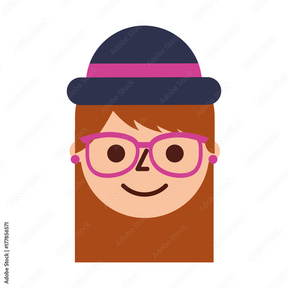 Naklejka premium young woman profile happy character image