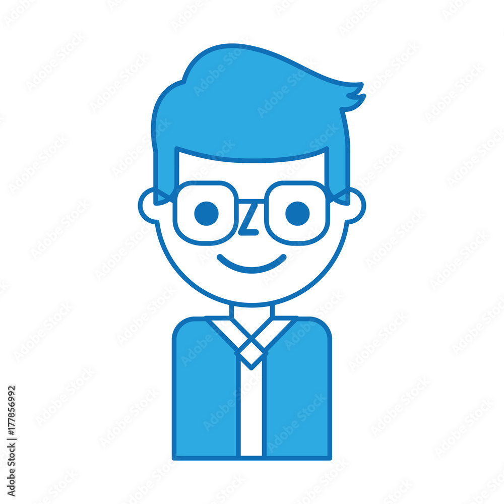 business young man character with glasses