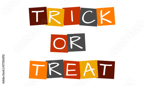 trick or treat, text in colorful rotated squares