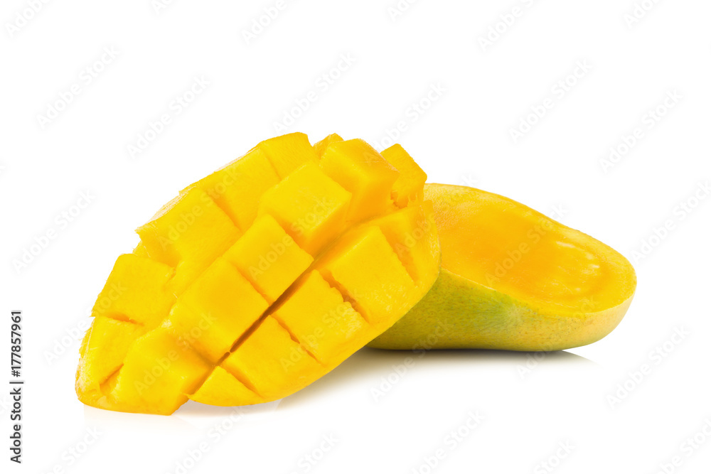 yellow mango. slice. cube. isolated on white background yellow mango. slice. cube. isolated on white background