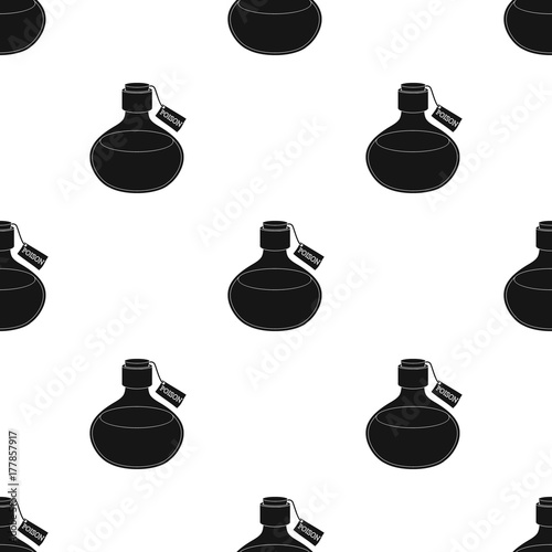 The poison is in a vessel with a label. Poisoned liquid single icon in black style vector symbol stock illustration web. photo