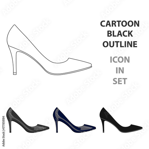 Black womens highheeled shoes exit in a dress.Different shoes single icon in cartoon style vector symbol stock illustration.