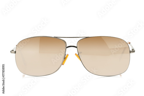 golden sunglasses isolated on white background