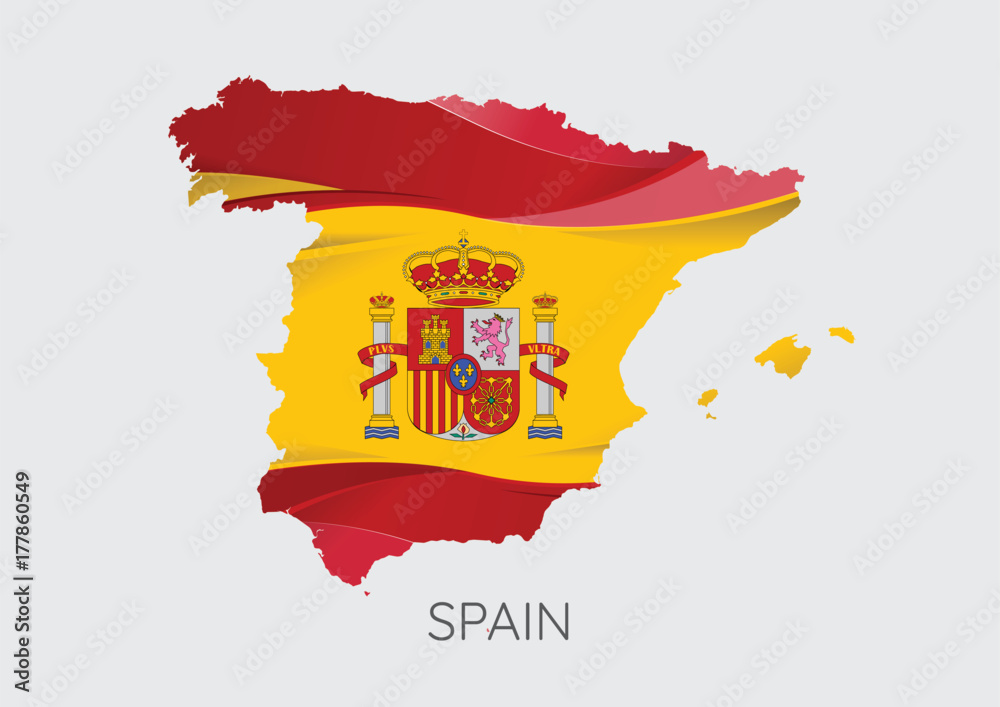 Map Of Spain With Flag