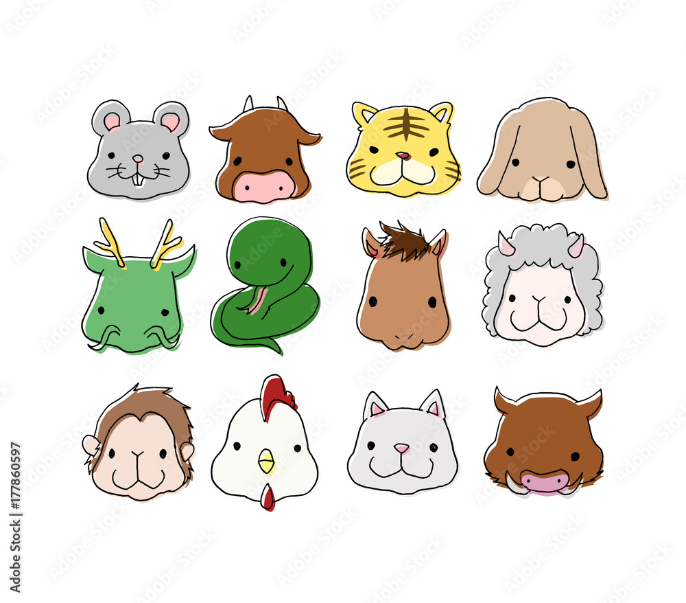 Fototapeta premium 十二支 イラスト