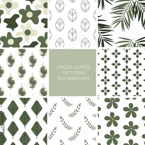 Green Leaves Patterns seamless Background  Tropical summer fabric texture  Vector illustration.