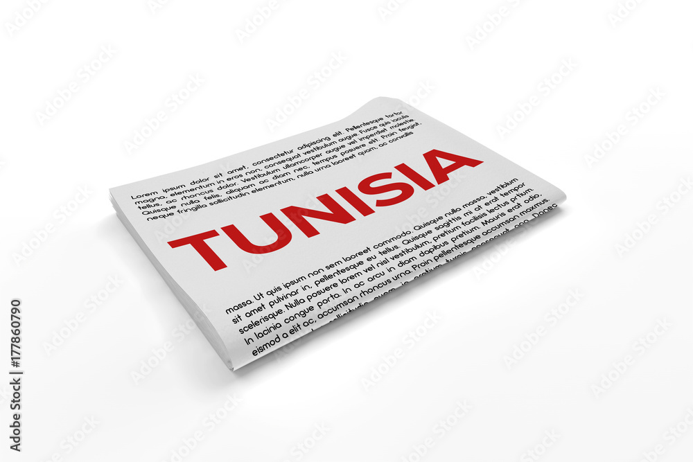 Tunisia on Newspaper background Tunisia on Newspaper background
