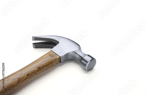 Wood Handle Claw Hammer on White © Gerald Bernard