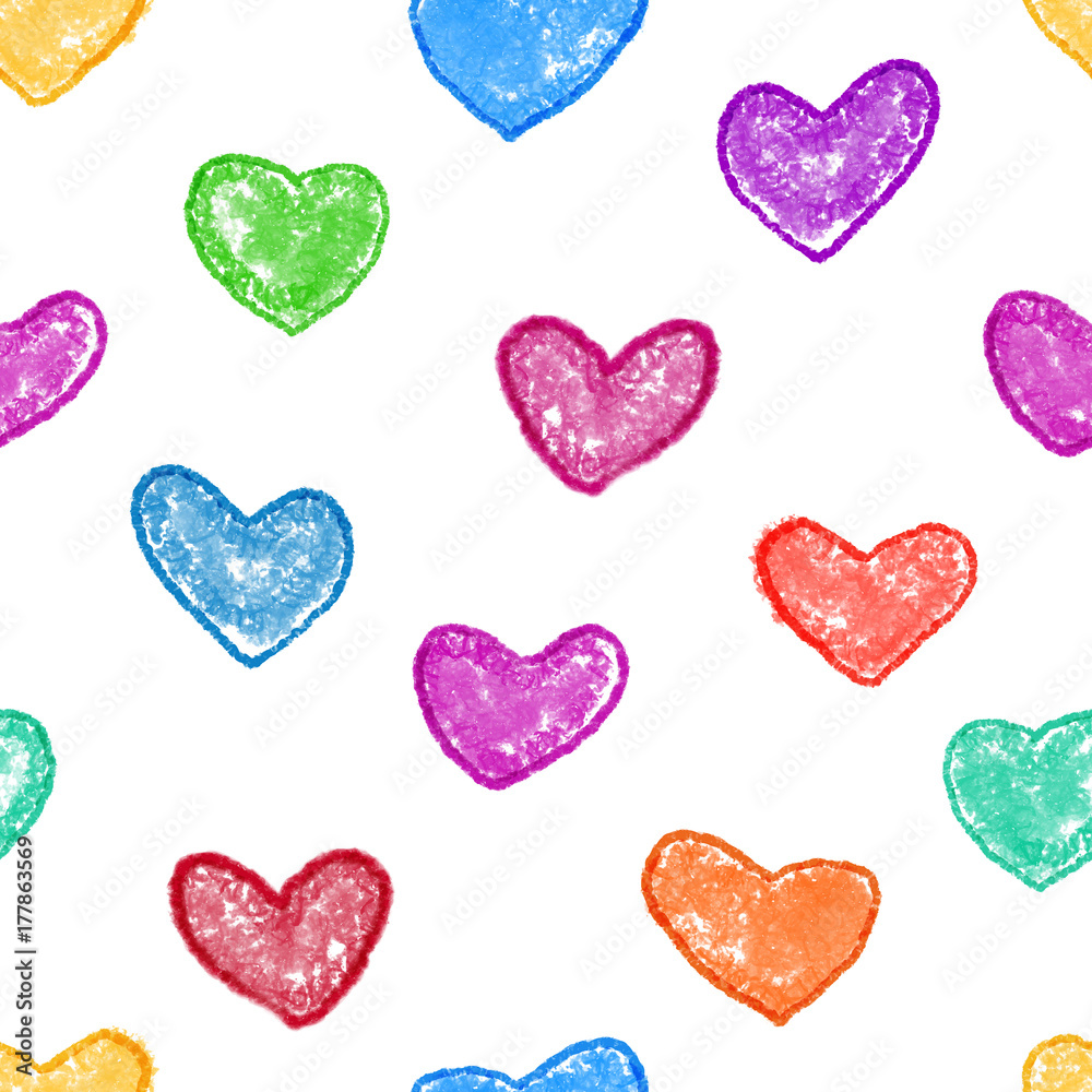 Colorful heart seamless background.