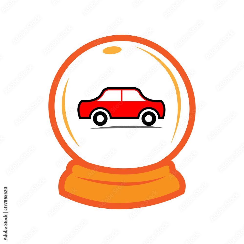 Car insurance. car in the magic ball.