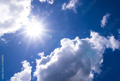 Cloud scape and sunshine with blue sky background  