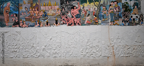 Phuthat Stupa at Vat Phuthat on the top of the hill in the center of Meuang Xay town. photo