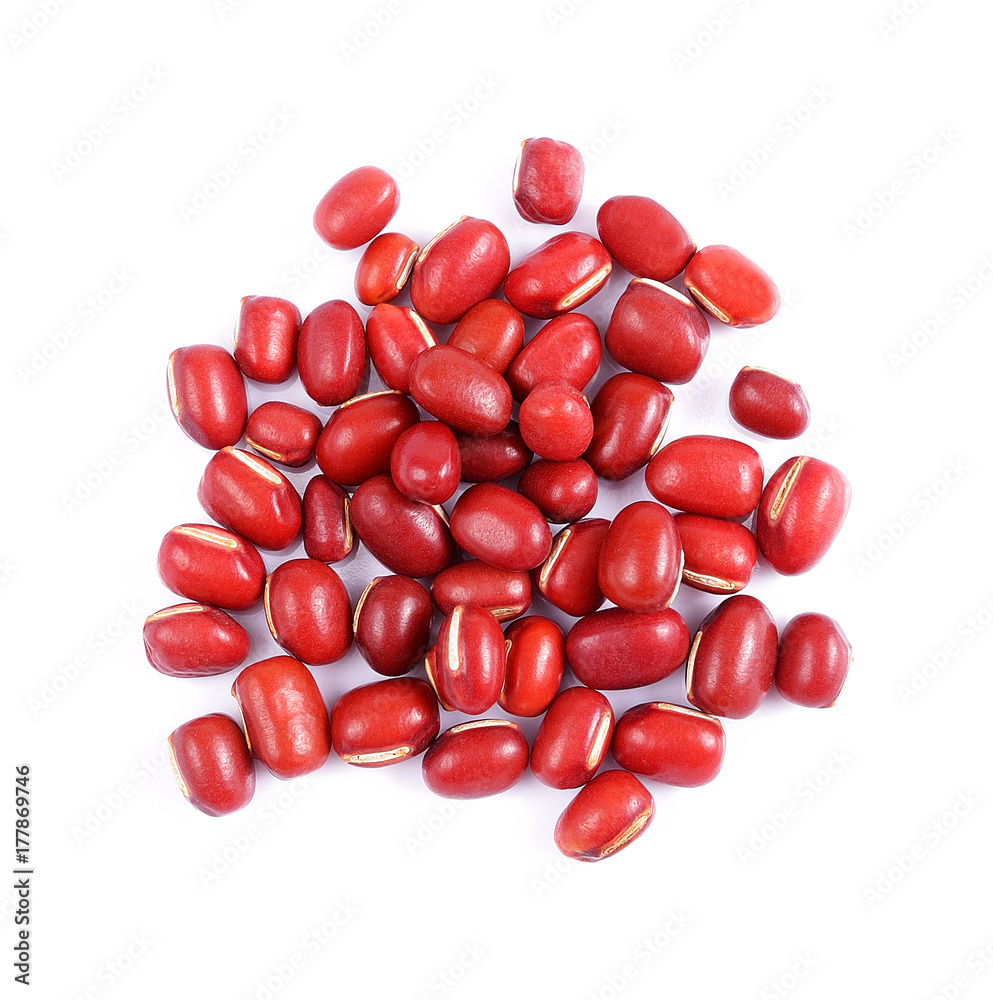 azuki beans , red beans on a white background azuki beans , red beans on a white background