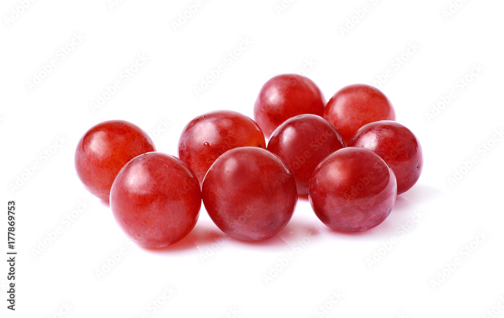 Ripe red grape isolated on white. With clipping path. Full depth of field.