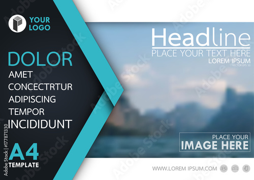 Blue and black flyer cover business brochure vector design, Leaflet advertising abstract background, Modern poster magazine layout template, Horizontal annual report for presentation.