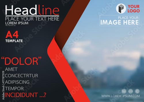 Red and black flyer cover business brochure vector design, Leaflet advertising abstract background, Modern poster magazine layout template, Horizontal annual report for presentation.
