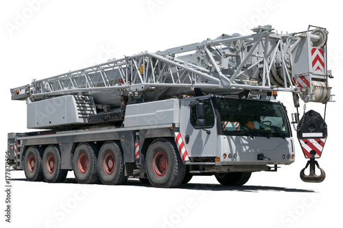Mobile crane isolated on a white background