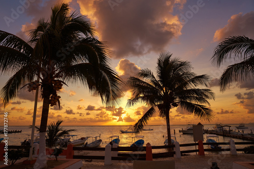 Puerto Morelos sunset in Riviera Maya
