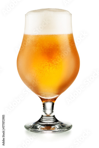 Glass of beer isolated on white background
