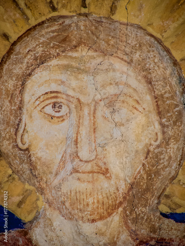 The face of Jesus Christ, a medieval painting