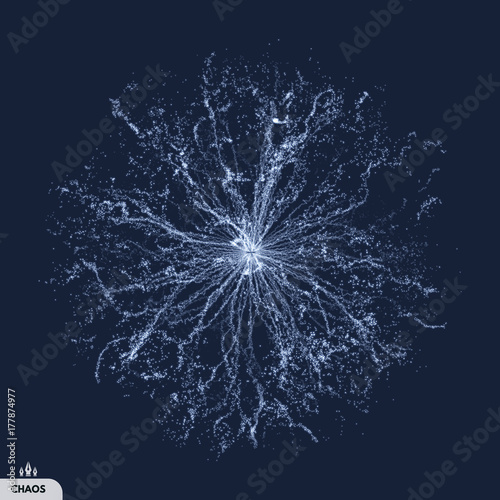 Array with dynamic particles. 3d futuristic technology style. Abstract background. Vector illustration.