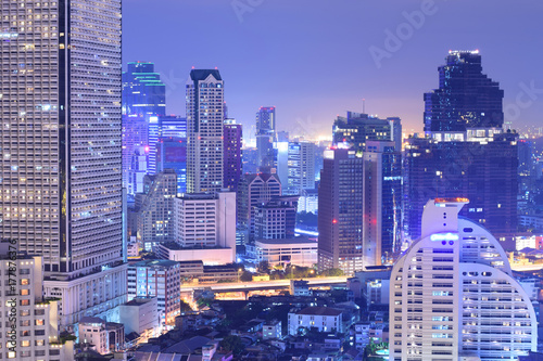 Density of building in Bangkok at night.