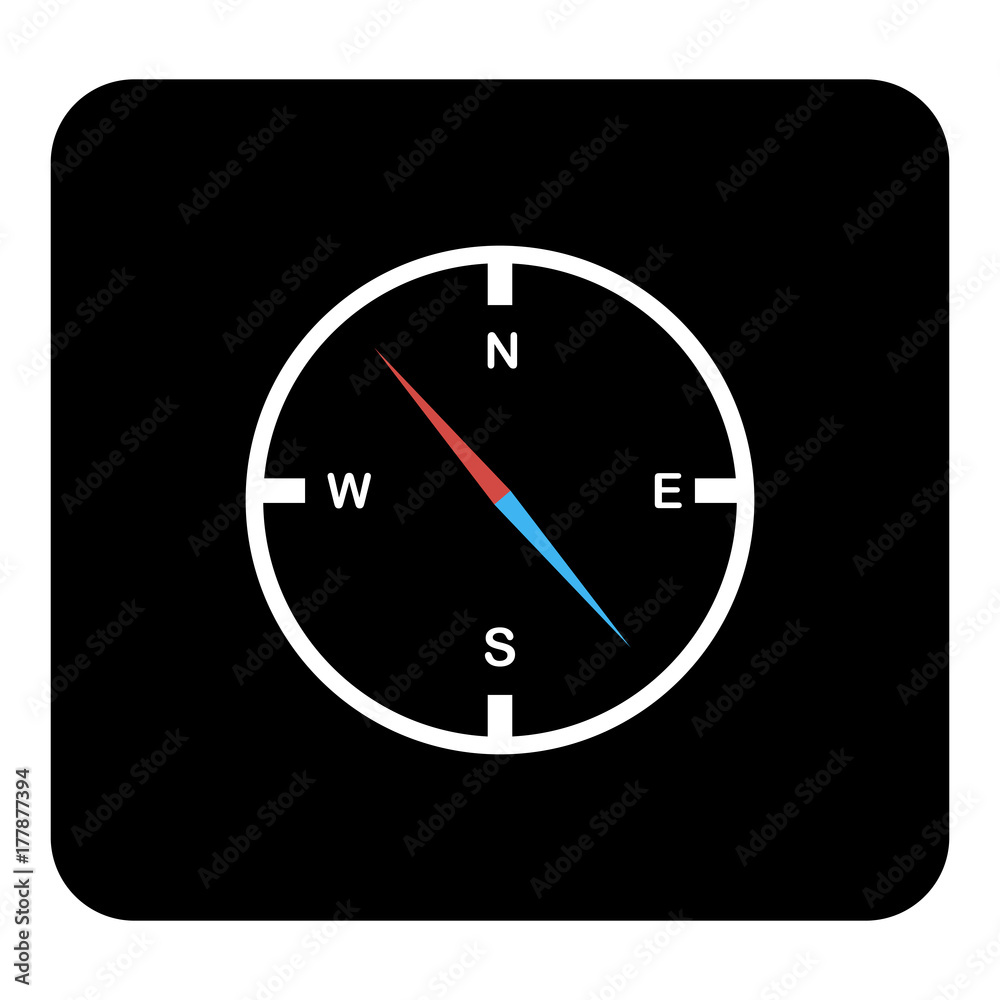 Vector compass icon. Vector white illustration on black background Vector compass icon. Vector white illustration on black background