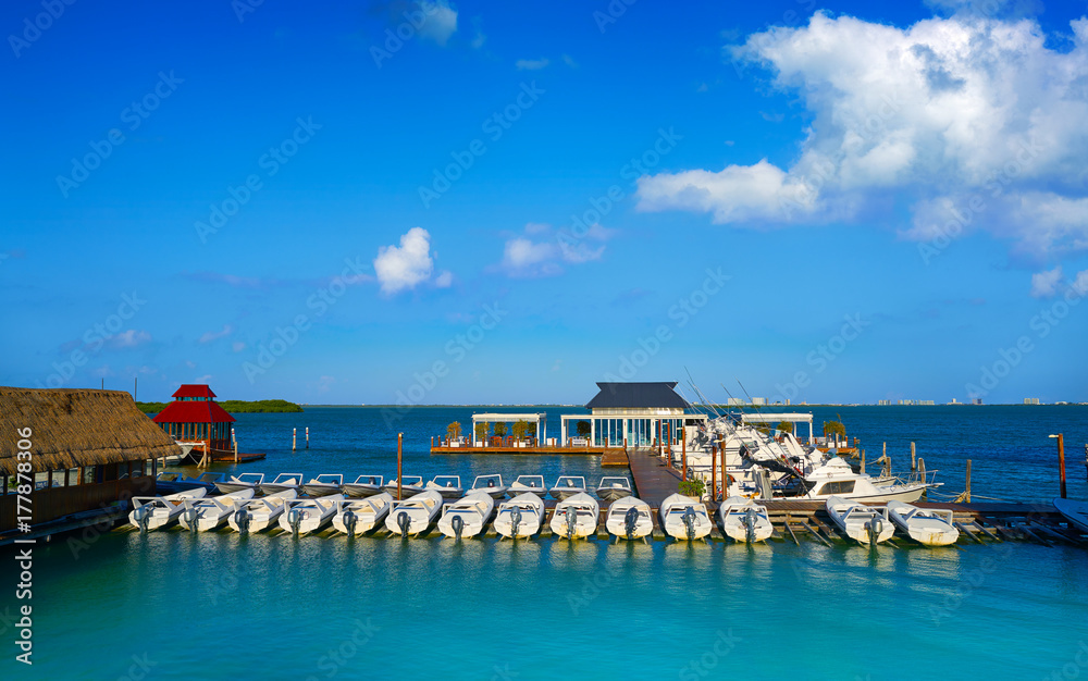 Cancun Hotel Zone marina in Mexico