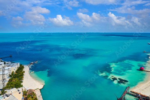 Cancun aerial view Hotel Zone of Mexico photo