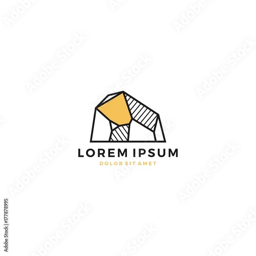 geometric rock stone mount landscape hard logo vector template