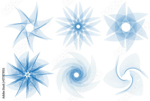 Guilloche vector pattern set (watermarks). Useful for banknote, diploma, certificate, note, currency, voucher or money design