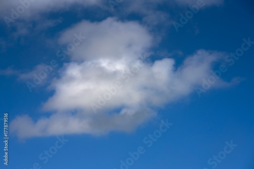 Blue summer sky white cumulus clouds